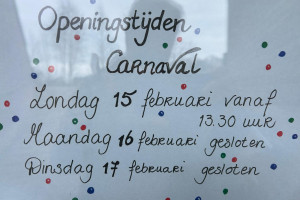 Openingstijden tijdens carnaval
